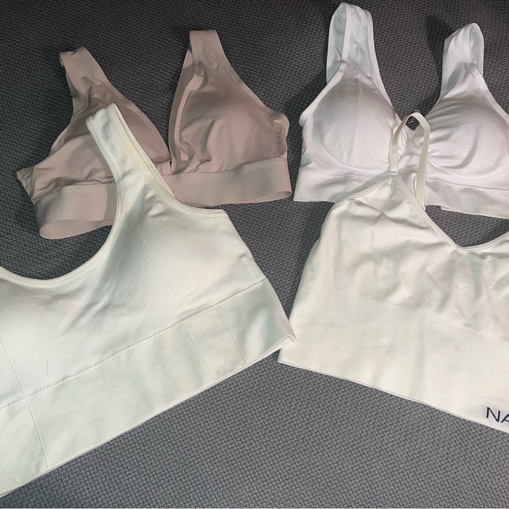 4- Seamless White & Nude Wireless Bralette Set - Comfortable Everyday Support